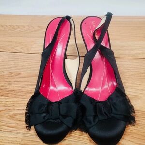 Kate Spade Black and Pink Heels with Bow Accent